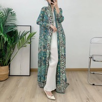 معطف نسائي متوسط الطول مطوي ، بأكمام طويلة ، فوق الركبة ، عباية مطبوعة ، رفيعة ، مياكي ، مطوي ، موضة ، - Image 4